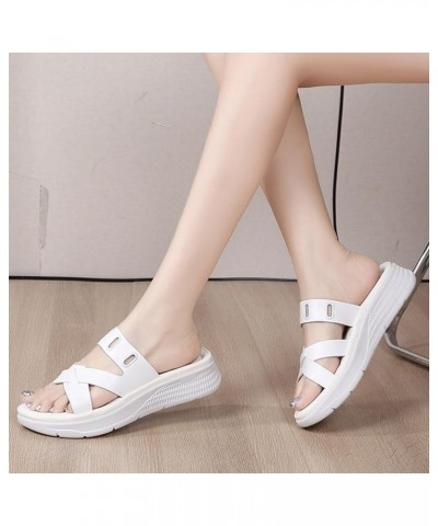 Women's Platform Wedge Sandals Fashion Sport Outdoor Orthopedic Sandals Breathable Knit White $16.81 Sandals