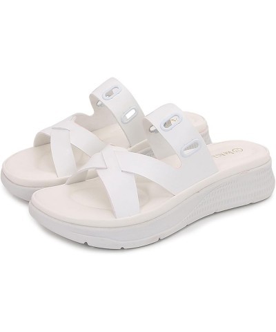 Women's Platform Wedge Sandals Fashion Sport Outdoor Orthopedic Sandals Breathable Knit White $16.81 Sandals