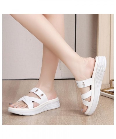 Women's Platform Wedge Sandals Fashion Sport Outdoor Orthopedic Sandals Breathable Knit White $16.81 Sandals