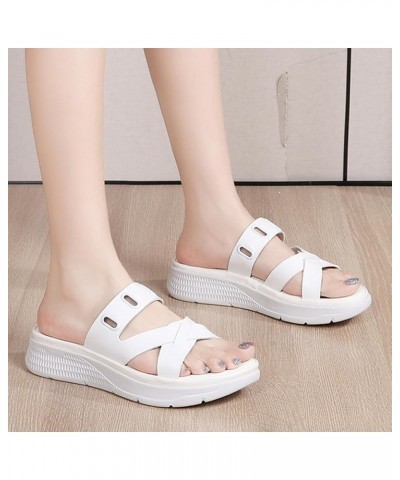 Women's Platform Wedge Sandals Fashion Sport Outdoor Orthopedic Sandals Breathable Knit White $16.81 Sandals