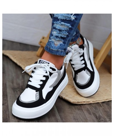 Womens Shoes Dressy Casual 2023 Platform Soft Walking Colorblock Lace Up Front Skate Shoes Lightweight Running Shoe Black $18...