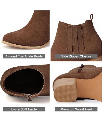 Ankle Boots for Women Heel: Pointed Toe Chunky Block Low Heels Winter Fall Side Zipper Short Booties 2706 Dark Brown $28.55 B...