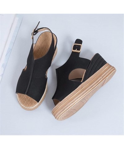 2021 Sandals Women Wedges Shoes High Heels Sandals Summer Women Shoes Platform Pink 7.5 Black $39.58 Sandals