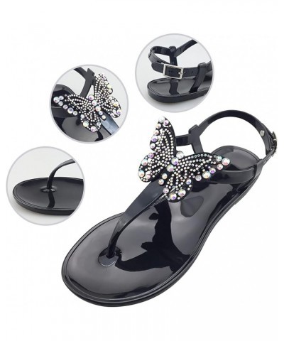 Women's Flat Sandals Sandals Women's Casual Shoes Toe Strap Buckle Fashion Rhinestone Round Women's Sandals 10 Black $10.98 S...