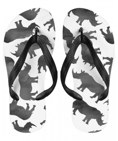 Watercolor Rhinos Flip Flops for Women Men Casual Comfortable Beach Thong Style $20.99 Sandals