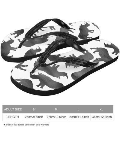 Watercolor Rhinos Flip Flops for Women Men Casual Comfortable Beach Thong Style $20.99 Sandals