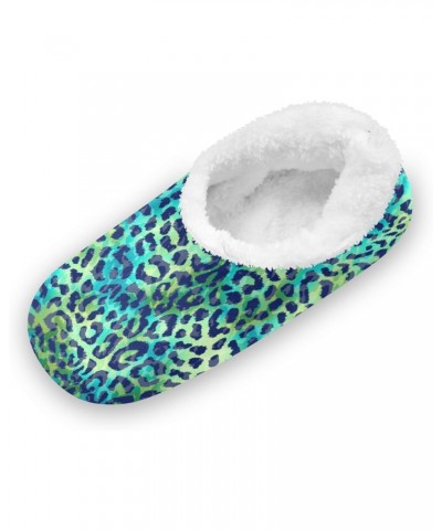 Green Blue Leopard Animal Kids Boys Girls House Slippers Socks Spa Travel Home Shoes Non Slip Warm Soft Winter Fuzzy Shoes In...