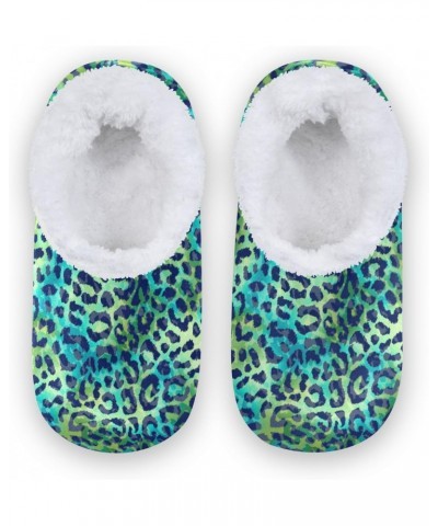 Green Blue Leopard Animal Kids Boys Girls House Slippers Socks Spa Travel Home Shoes Non Slip Warm Soft Winter Fuzzy Shoes In...