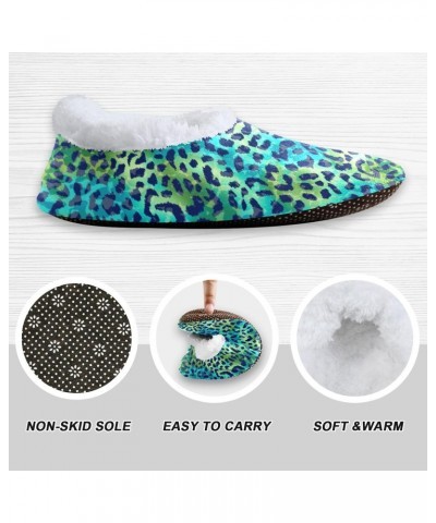 Green Blue Leopard Animal Kids Boys Girls House Slippers Socks Spa Travel Home Shoes Non Slip Warm Soft Winter Fuzzy Shoes In...