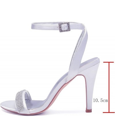 Heeled Sandals for Women Women's Wedding Shoes, Stiletto Satin Heel Pointed Toe Wedding Sandals Summer Bridal Shoes with Rhin...