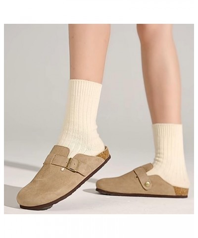 Women's Suede Clogs Soft Cork Footbed Leather Mules Comfort Potato Shoes with Arch Support Home Clog Casual Outdoor Taupe $20...