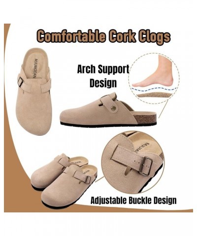 Women's Suede Clogs Soft Cork Footbed Leather Mules Comfort Potato Shoes with Arch Support Home Clog Casual Outdoor Taupe $20...