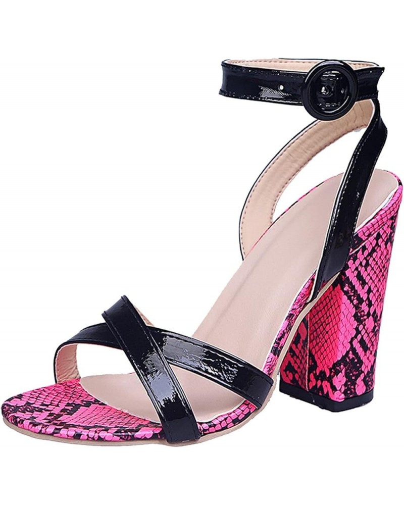 dress sandals for women high heel Fashion Women's High Heels Breathable Lace-up Shoes Casual Toe-knob Sandals Hot Pink $12.13...