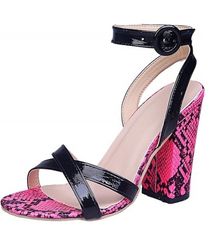 dress sandals for women high heel Fashion Women's High Heels Breathable Lace-up Shoes Casual Toe-knob Sandals Hot Pink $12.13...