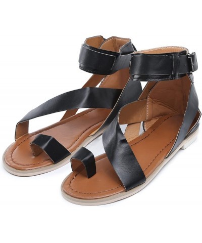 Flat Sandals Fish Summer Women's Sandals Shoes Heel Mouth Fashion Women's Hollowed Flat Flip Out Sandals Flops 7.5 Black $20....