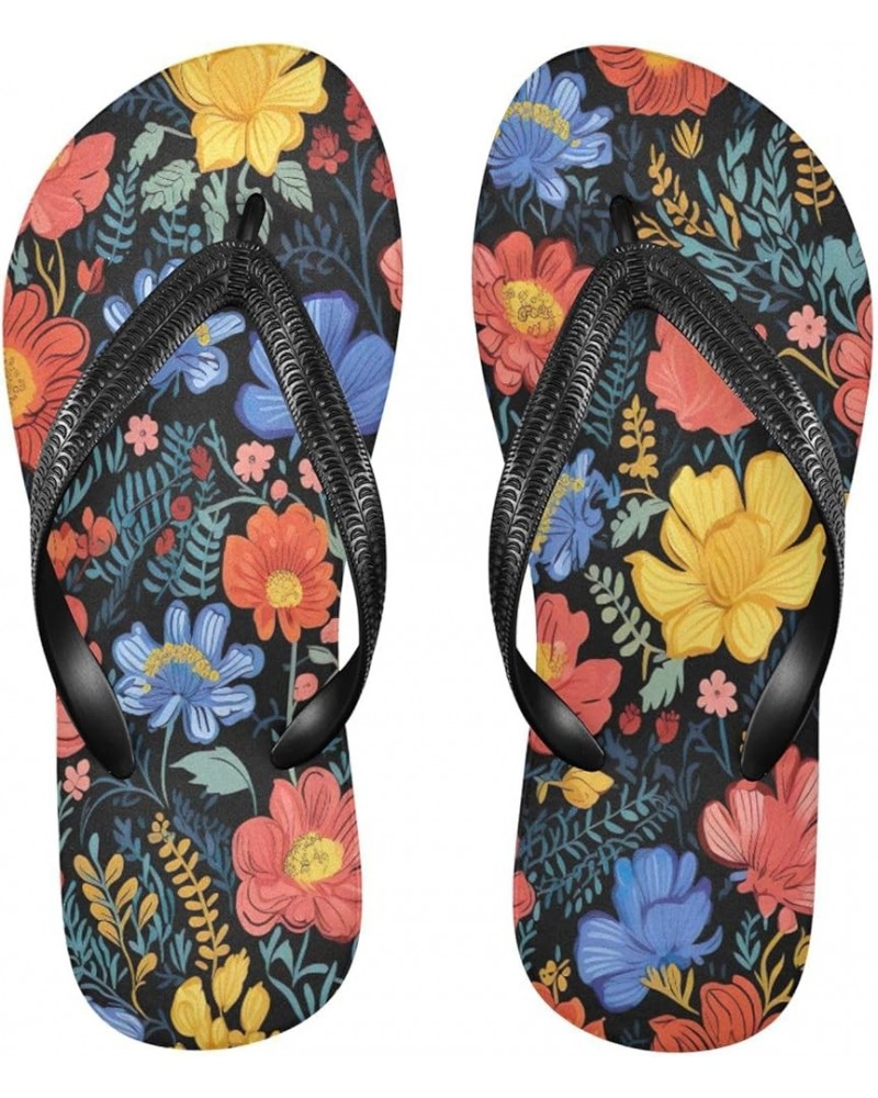 Flip Flop Sandals for Men Teen Women - Floral Poppy Flowers Colorful Beach Shoes Waterproof Outdoor Summer Beach Slippers 2-3...