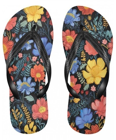 Flip Flop Sandals for Men Teen Women - Floral Poppy Flowers Colorful Beach Shoes Waterproof Outdoor Summer Beach Slippers 2-3...