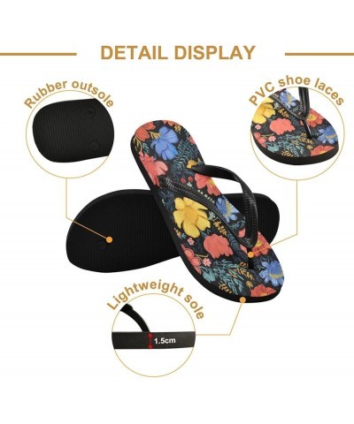 Flip Flop Sandals for Men Teen Women - Floral Poppy Flowers Colorful Beach Shoes Waterproof Outdoor Summer Beach Slippers 2-3...