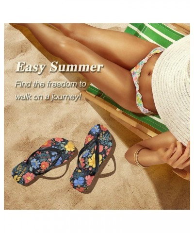 Flip Flop Sandals for Men Teen Women - Floral Poppy Flowers Colorful Beach Shoes Waterproof Outdoor Summer Beach Slippers 2-3...