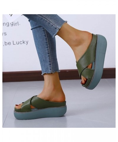 Womens Platform Wedge Mules Slides Slip on Slide Slippers Sandals Summer High Heel Open Toe Beach Fish Mouth Sandals with Arc...