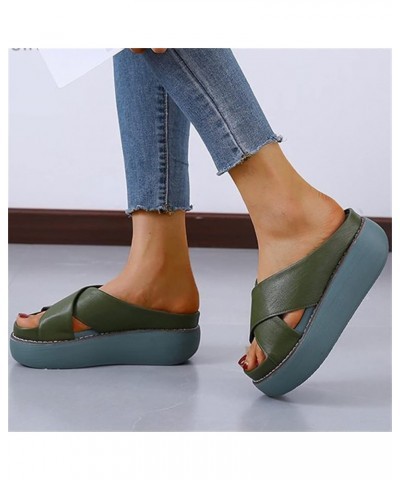 Womens Platform Wedge Mules Slides Slip on Slide Slippers Sandals Summer High Heel Open Toe Beach Fish Mouth Sandals with Arc...