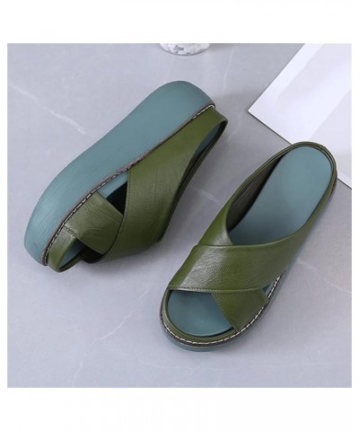 Womens Platform Wedge Mules Slides Slip on Slide Slippers Sandals Summer High Heel Open Toe Beach Fish Mouth Sandals with Arc...