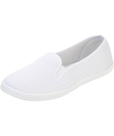 Womens Slip On Canvas Sneakers, Women's Canvas Shoes Vulcanize Soft Ladies Autumn Loafers Flat Shoes Sneakers Z 22-white $15....