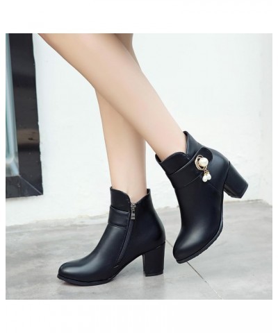 Women Block Heel Ankle Boots, Dress Booties Round Toe Mid Heel Short Boots Zip Beaded, Size 2-10 Black $29.29 Boots