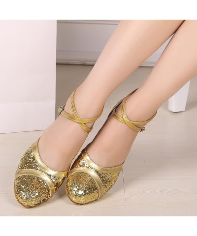 Dance Shoes For Girls Short Heeled Sandals Comfortable Women Dance Shoes White Chunky Girl Sandals Latin Dance Gold-2 $14.67 ...