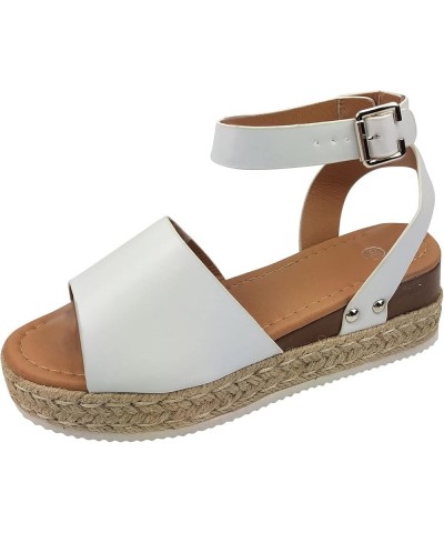 Espadrilles Flatform Wedge Casual Sandal Women Dressy Summer Open Toe Buckle Ankle Strap Heeled Sandals Comfort Trendy Fashio...