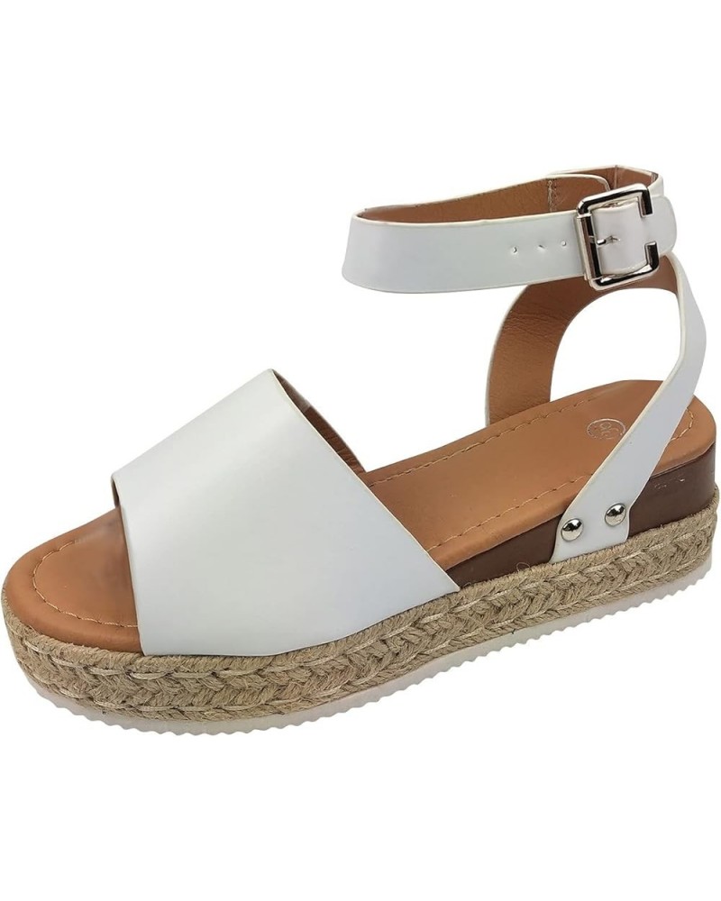 Espadrilles Flatform Wedge Casual Sandal Women Dressy Summer Open Toe Buckle Ankle Strap Heeled Sandals Comfort Trendy Fashio...