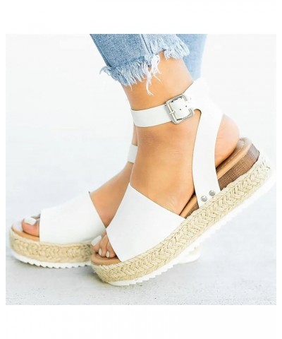 Espadrilles Flatform Wedge Casual Sandal Women Dressy Summer Open Toe Buckle Ankle Strap Heeled Sandals Comfort Trendy Fashio...