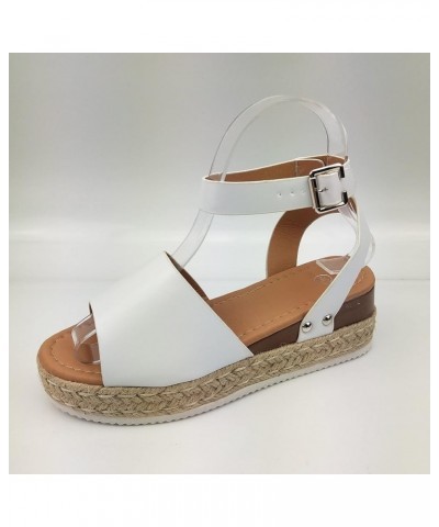 Espadrilles Flatform Wedge Casual Sandal Women Dressy Summer Open Toe Buckle Ankle Strap Heeled Sandals Comfort Trendy Fashio...