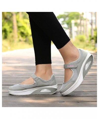 Sneaker Ball Dresses for Women Summer Wedge Women's Fashion Out Sport Hollow Mesh On Shoes Slip Women's Size 7 Wide Ycg-1-gre...