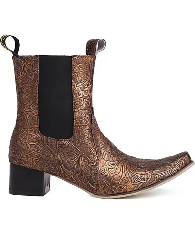 Womens Boots Fall 2023 Chunky Heel Ankle Boots European Court Embroidered Cowgirl Boots Plus Size Cocktail Shoes Brown $16.81...