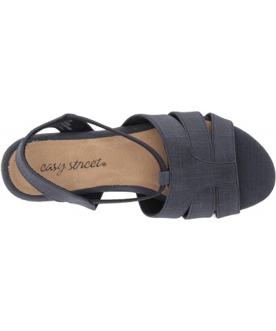 Women's Yesenia Wedge Sandal Navy Linen Print $23.19 Sandals