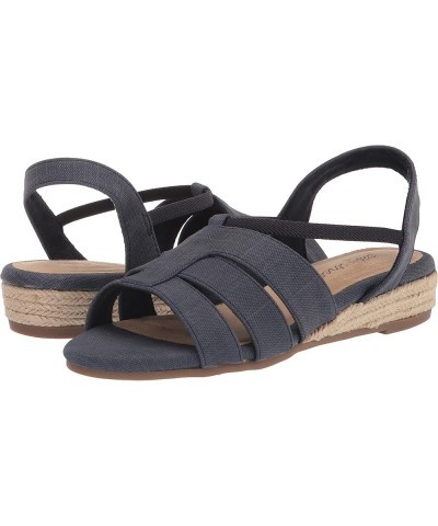 Women's Yesenia Wedge Sandal Navy Linen Print $23.19 Sandals