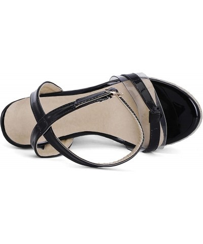 Patent Espadrilles Women Open Toe Fashion Wedge Sandals Black 1 $25.59 Sandals