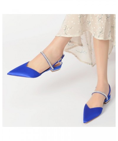 Women's Pointed Toe Slingback Wedding Sandal Rhinestone Strap Low Wide Heel Wedding Party Dress Pumps Shoes,Blue,8 $41.35 Pumps