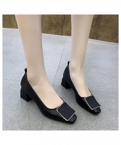 Woman Slip On Pump Shoes Breathable Faux Leather Square Toe Office Shoes Chunky Block Heel Pumps Khaki $27.99 Pumps