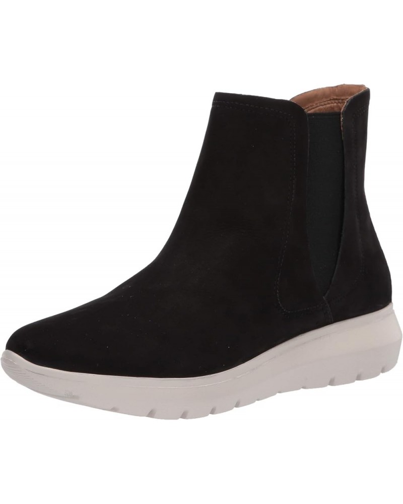 Women's Leather Made in Brazil Luxury Chelsea Boot with Sneaker Sole Black Suede $18.80 Boots