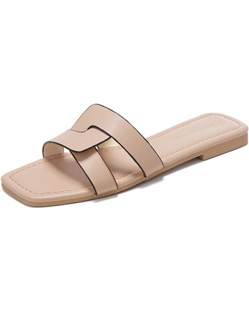 Women Summer Sandals Slippers Open Weave Flats Slip Womens Square Open Toe Flat Slipper Flip Flops Sandals On Cute Sandals fo...