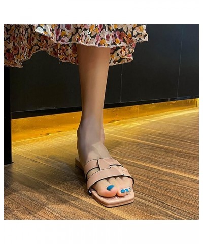 Women Summer Sandals Slippers Open Weave Flats Slip Womens Square Open Toe Flat Slipper Flip Flops Sandals On Cute Sandals fo...