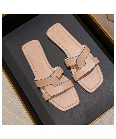 Women Summer Sandals Slippers Open Weave Flats Slip Womens Square Open Toe Flat Slipper Flip Flops Sandals On Cute Sandals fo...