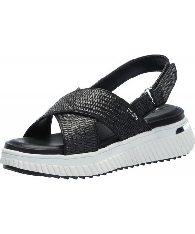 women's Malai Woven Crisscross Slingback Platform Sandal Slide Black $51.97 Sandals