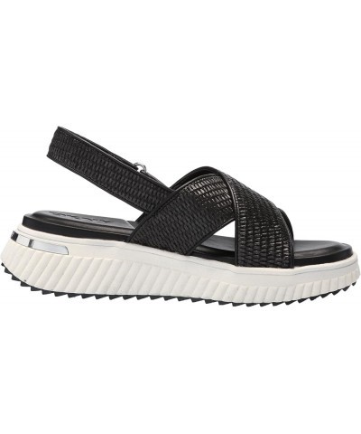 women's Malai Woven Crisscross Slingback Platform Sandal Slide Black $51.97 Sandals