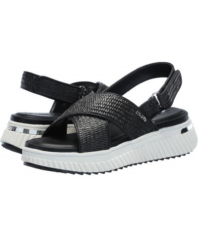 women's Malai Woven Crisscross Slingback Platform Sandal Slide Black $51.97 Sandals