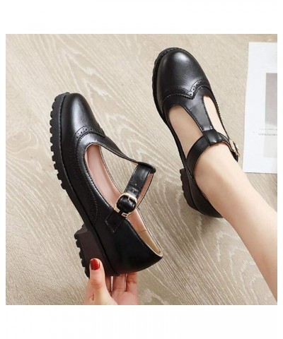 Ladies Ankle Buckle Low Block Heel Pumps Shoes for Women's Comfortable Platform Oxfords Mary Jane Chunky Heels Dress Shoes Be...