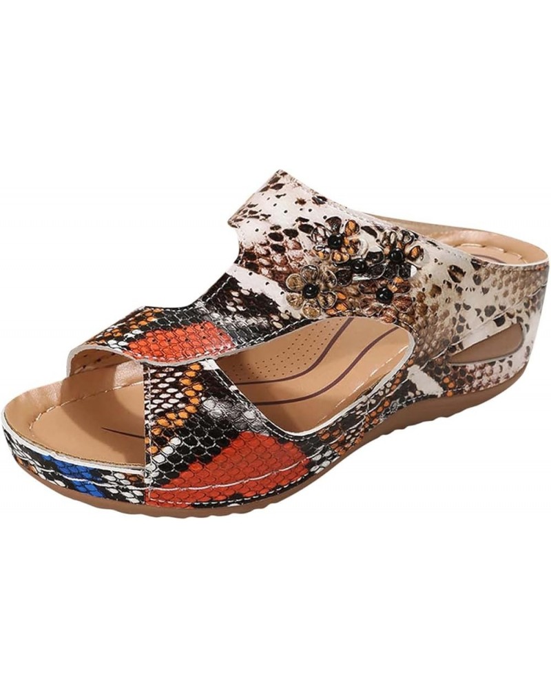 Orthopedic Sandals for Women, Sandals Women Dressy Summer Slip-on Open Toe Low Wedge Sandals Casual Beach Sandals Orange $10....