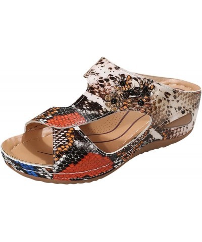 Orthopedic Sandals for Women, Sandals Women Dressy Summer Slip-on Open Toe Low Wedge Sandals Casual Beach Sandals Orange $10....